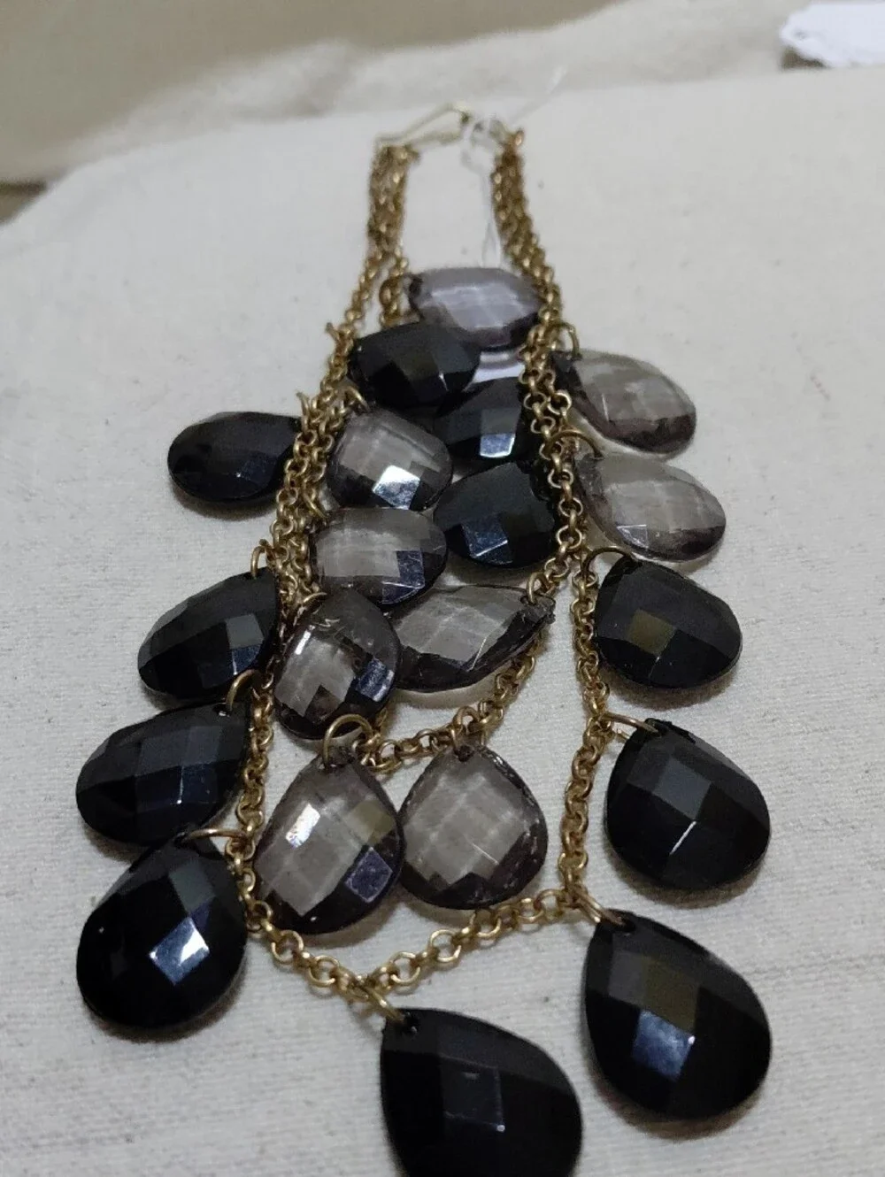 Set of Four Statement Necklaces and Earrings - Black, Pearl, Ivory